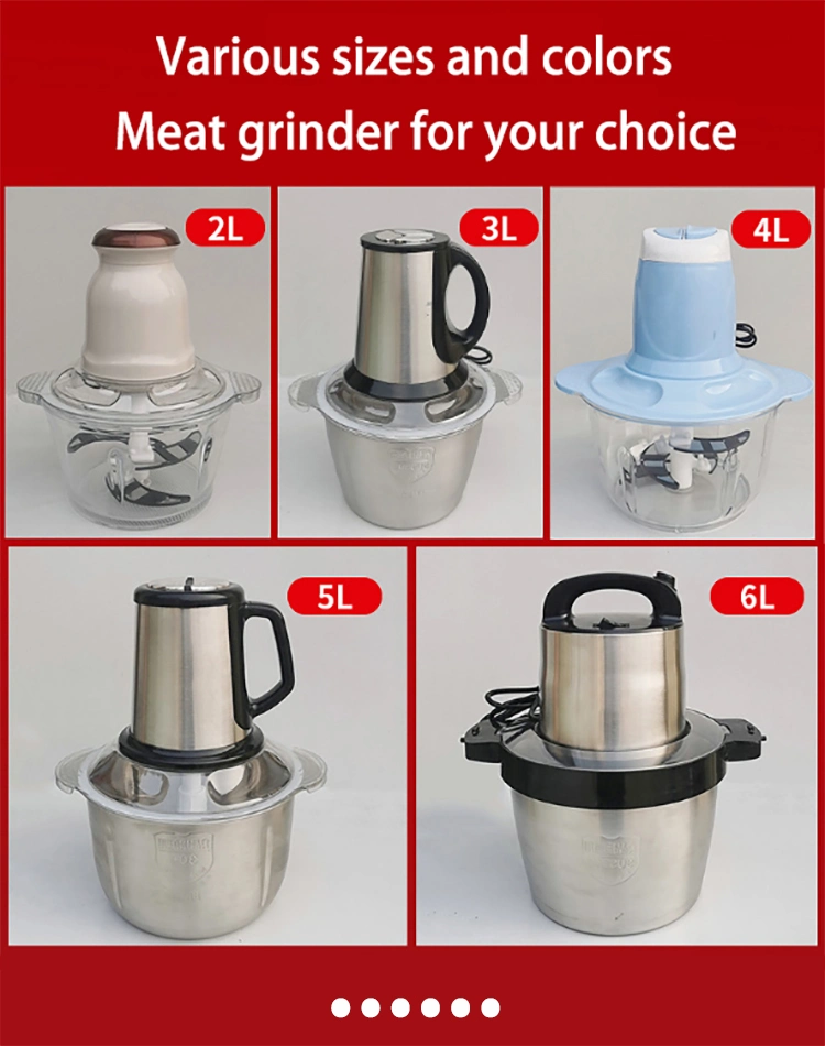 2L/3L/4L/6L 2 Speeds Stainless Steel Electric Mincer Food Cutting Yam Pounder Machine Vegetable Quiet Automatic Meat Grinder Meat Chopper for Fruits Nuts