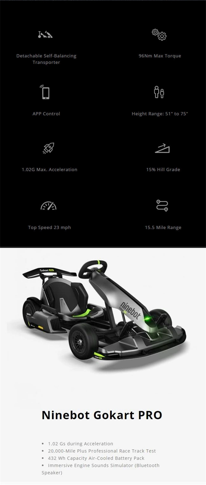 Ninebot Gokart PRO Lamborghini Electric Racing Go Kart High Speed 40km/H Wholesale New Design Adult Electric Go Kart