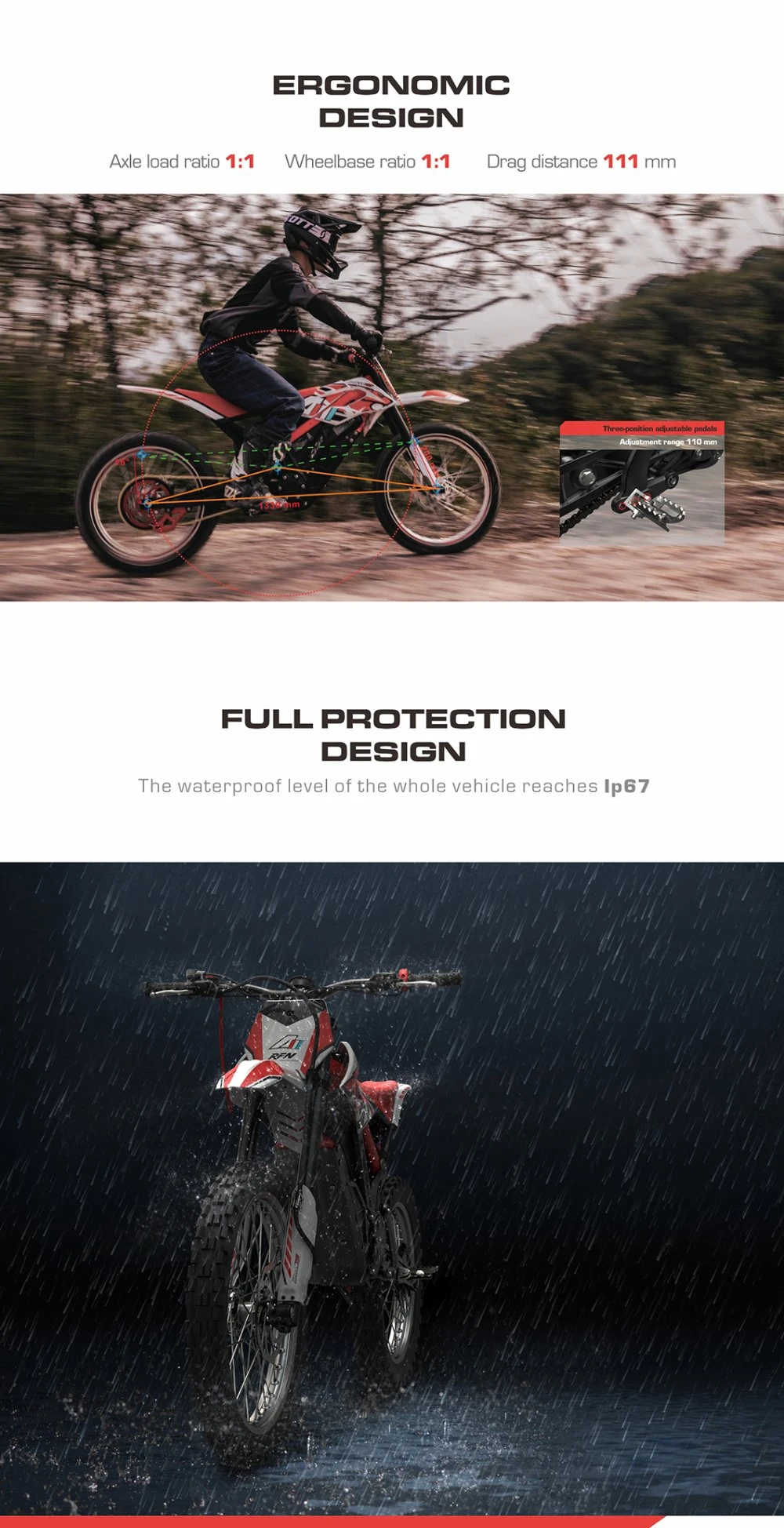 Rfn Ares Rally PRO Electric off Road Dirt Bike Electric Motorcycle with Lithium Battery Electric Motocross Electric Pit Bike Adult Apollo Motorcycle